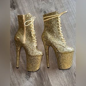 Pleaser FLAMINGO-1020GWR • Gold Glitter • 8 Inch • Exotic Dancewear
